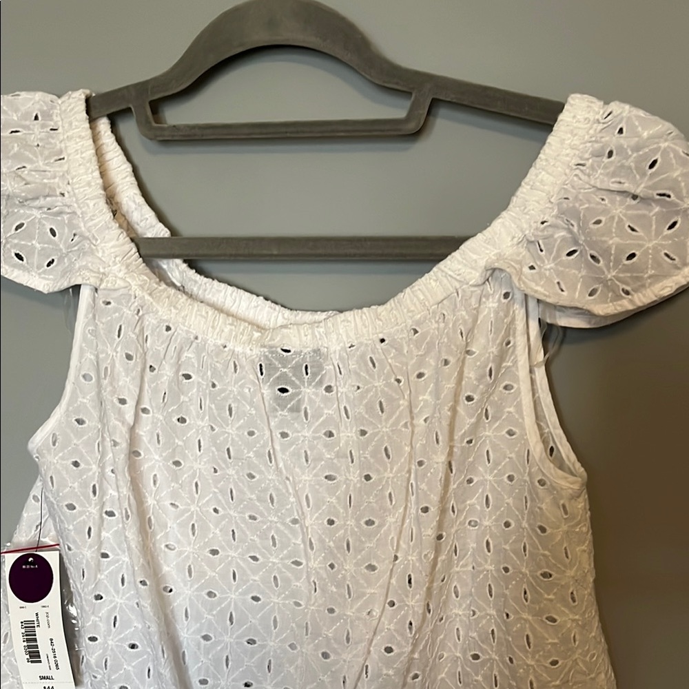 White Eyelet Off-Shoulder Top - Picture 9 of 10